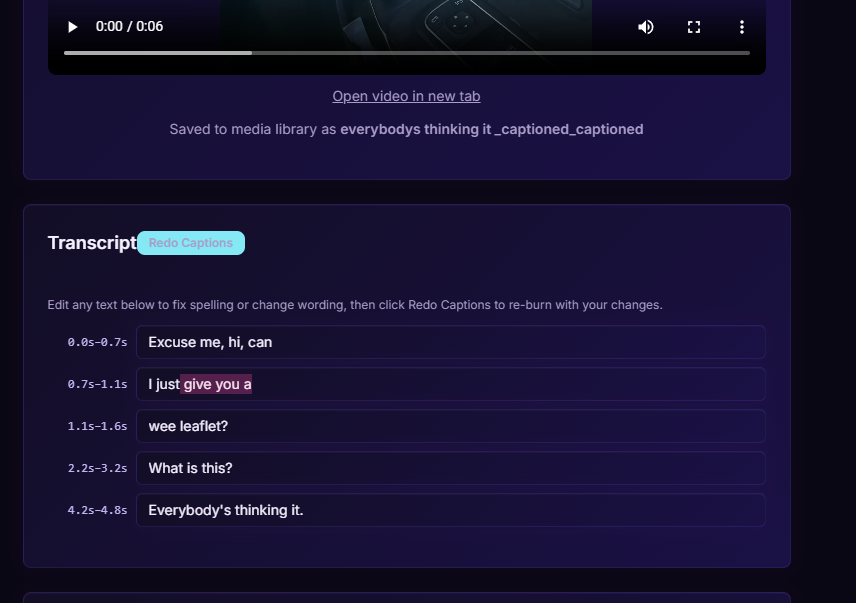 TikTok-style video captions